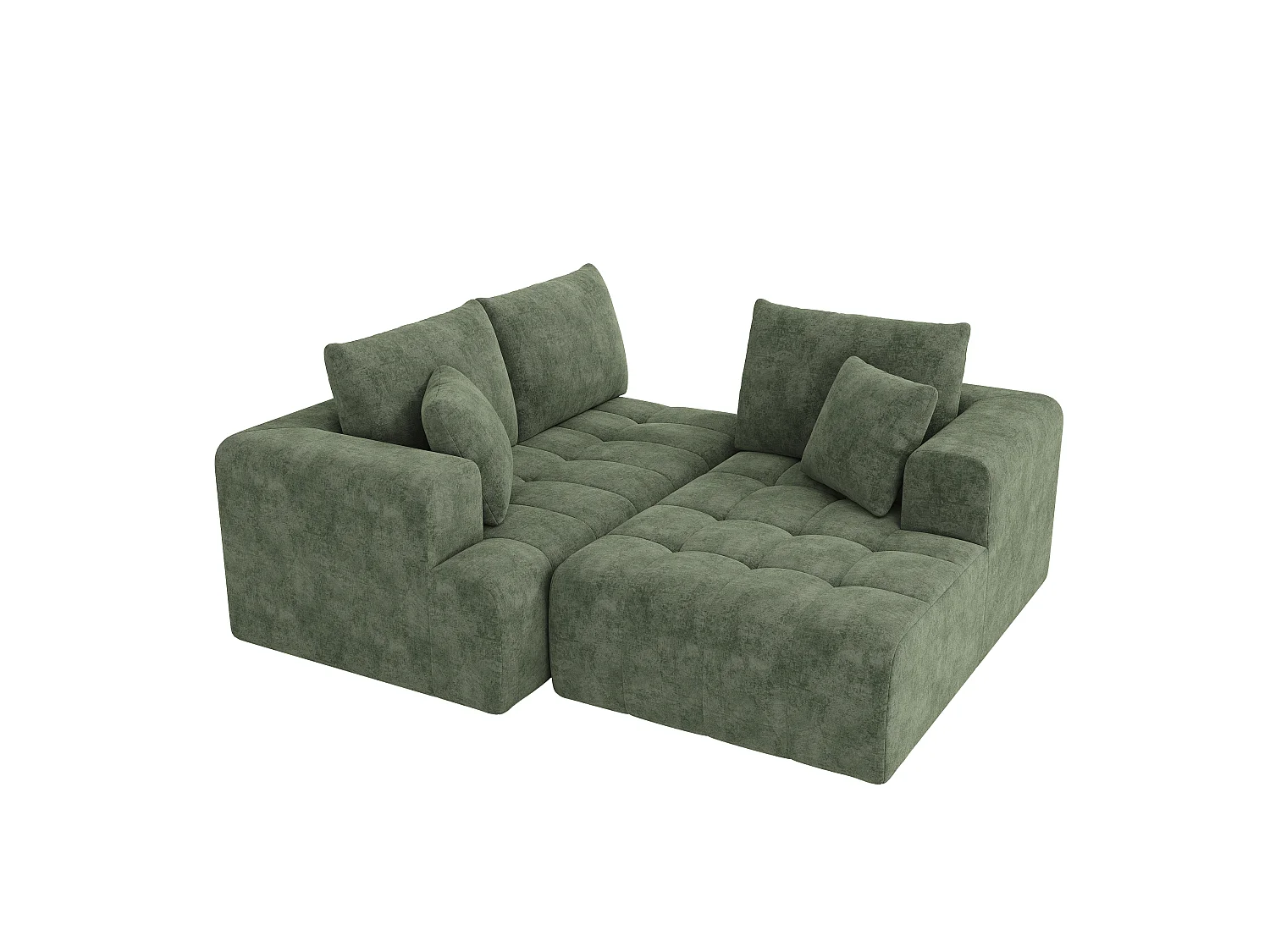 Divano angolare a L - 3 posti - Divano Cloud - Combinazione flessibile - Nessun assemblaggio richiesto - Verde