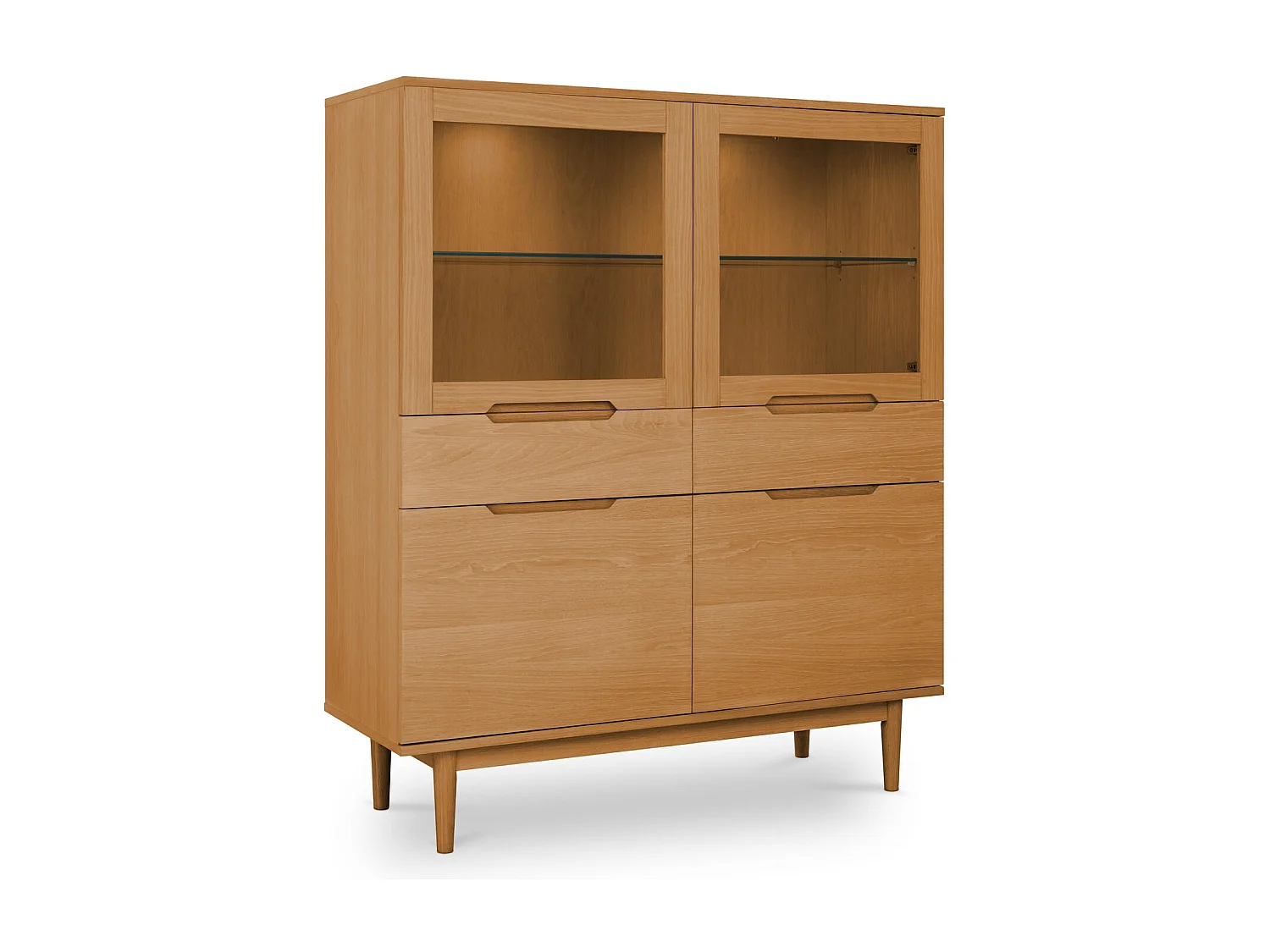 Highboard mit 4 Türen Kerteminde - Eichenfurnier & MDF - Wildeiche
