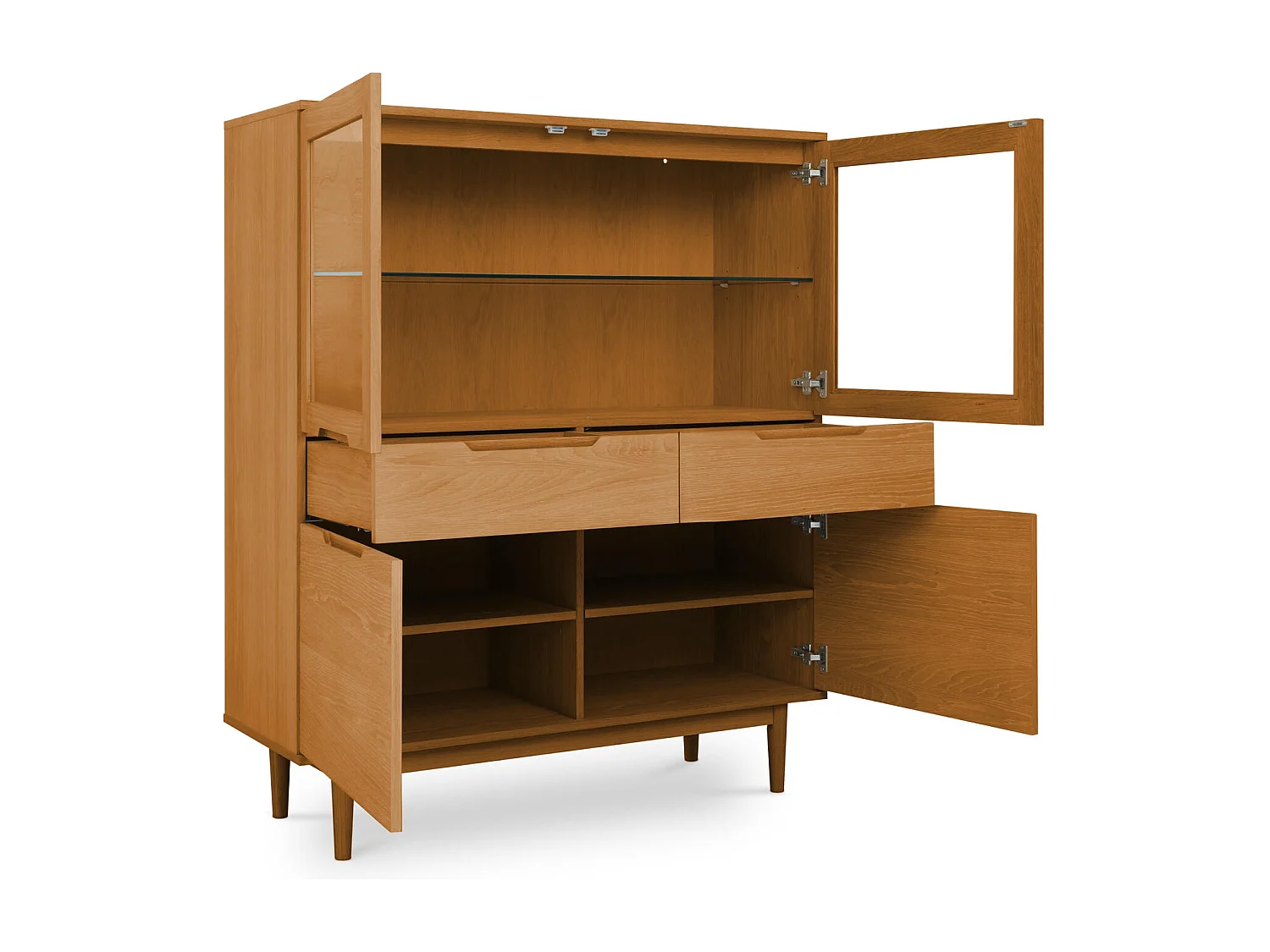 Highboard mit 4 Türen Kerteminde - Eichenfurnier & MDF - Wildeiche