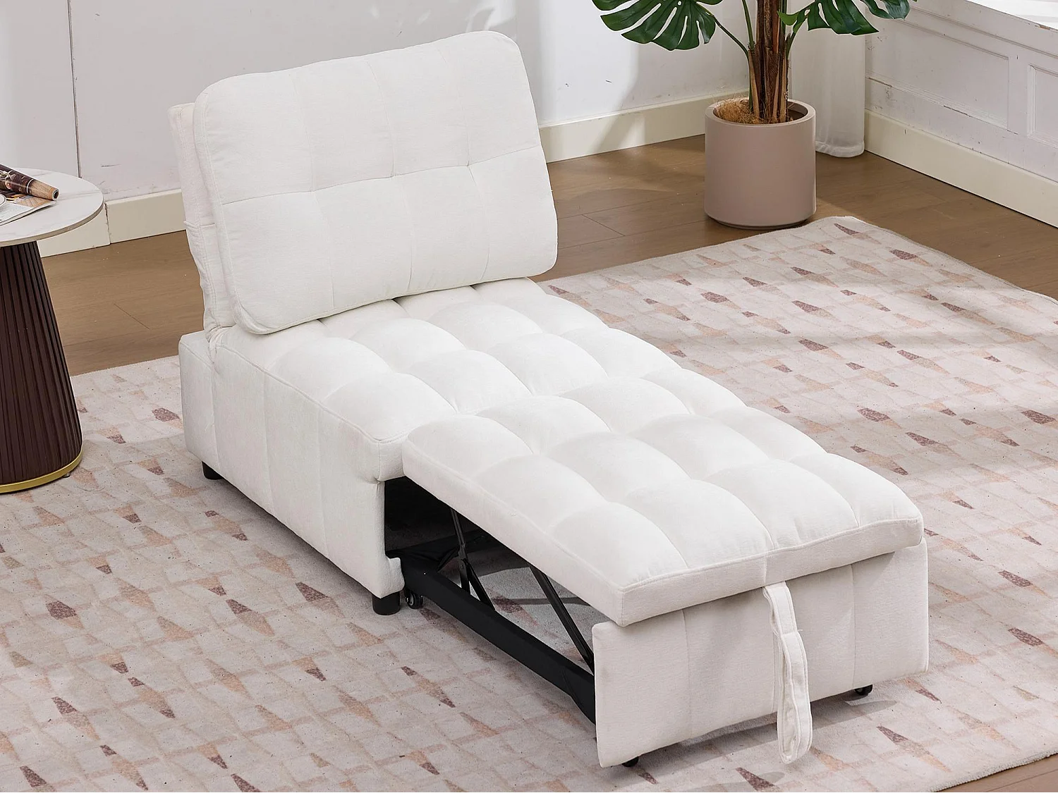 Canapé une place - 68x95x76 cm - dossier réglable - profondeur d'assise réglable - blanc