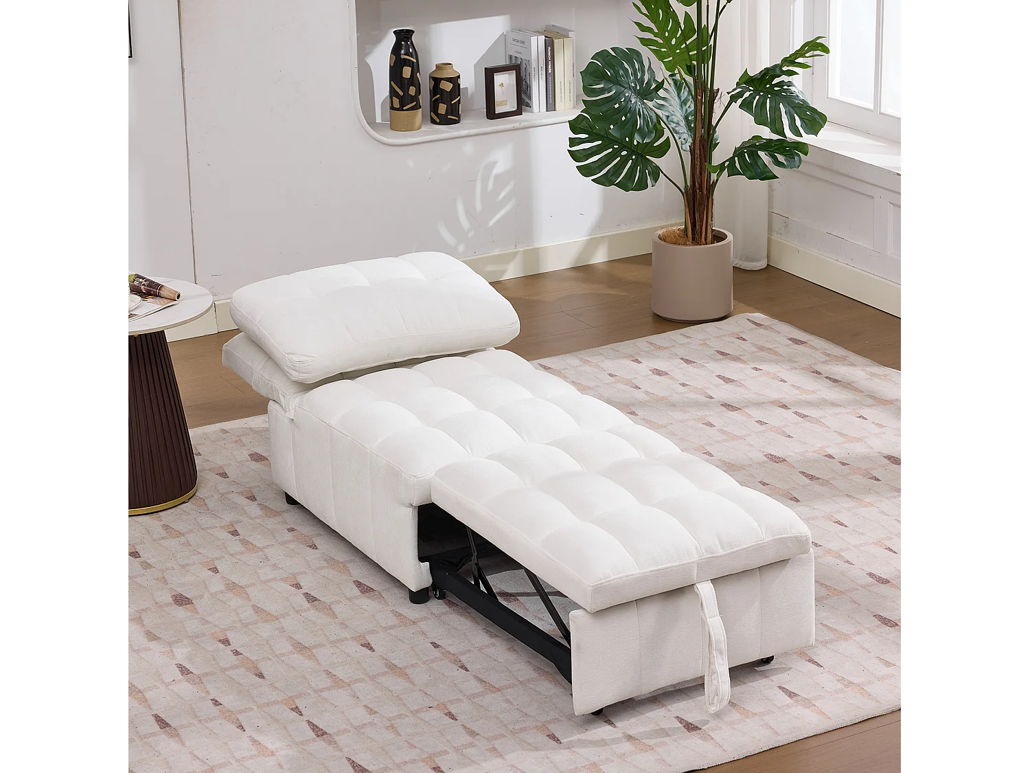 Canapé une place - 68x95x76 cm - dossier réglable - profondeur d'assise réglable - blanc