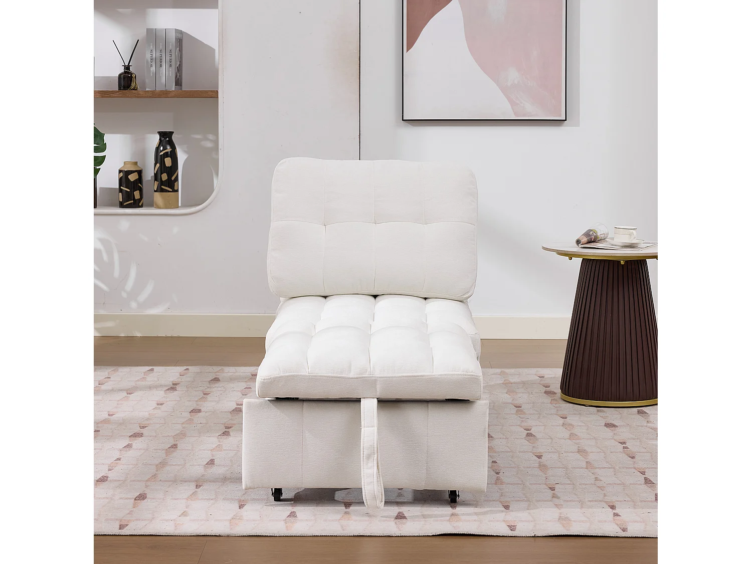 Canapé une place - 68x95x76 cm - dossier réglable - profondeur d'assise réglable - blanc