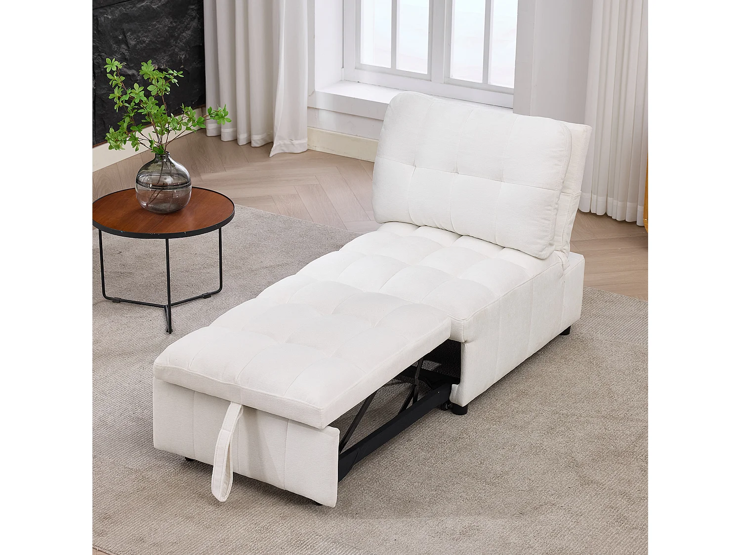 Canapé une place - 68x95x76 cm - dossier réglable - profondeur d'assise réglable - blanc