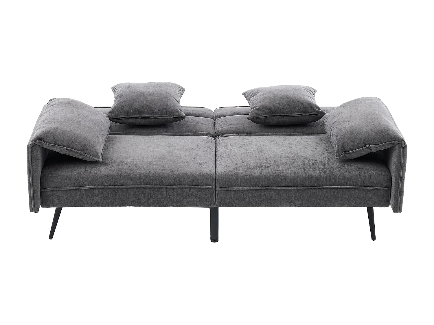 Canapé 2 places 167.5x73x70 cm - dossier inclinable trois positions (100°–180°) - coussins d'assise moelleux - gris