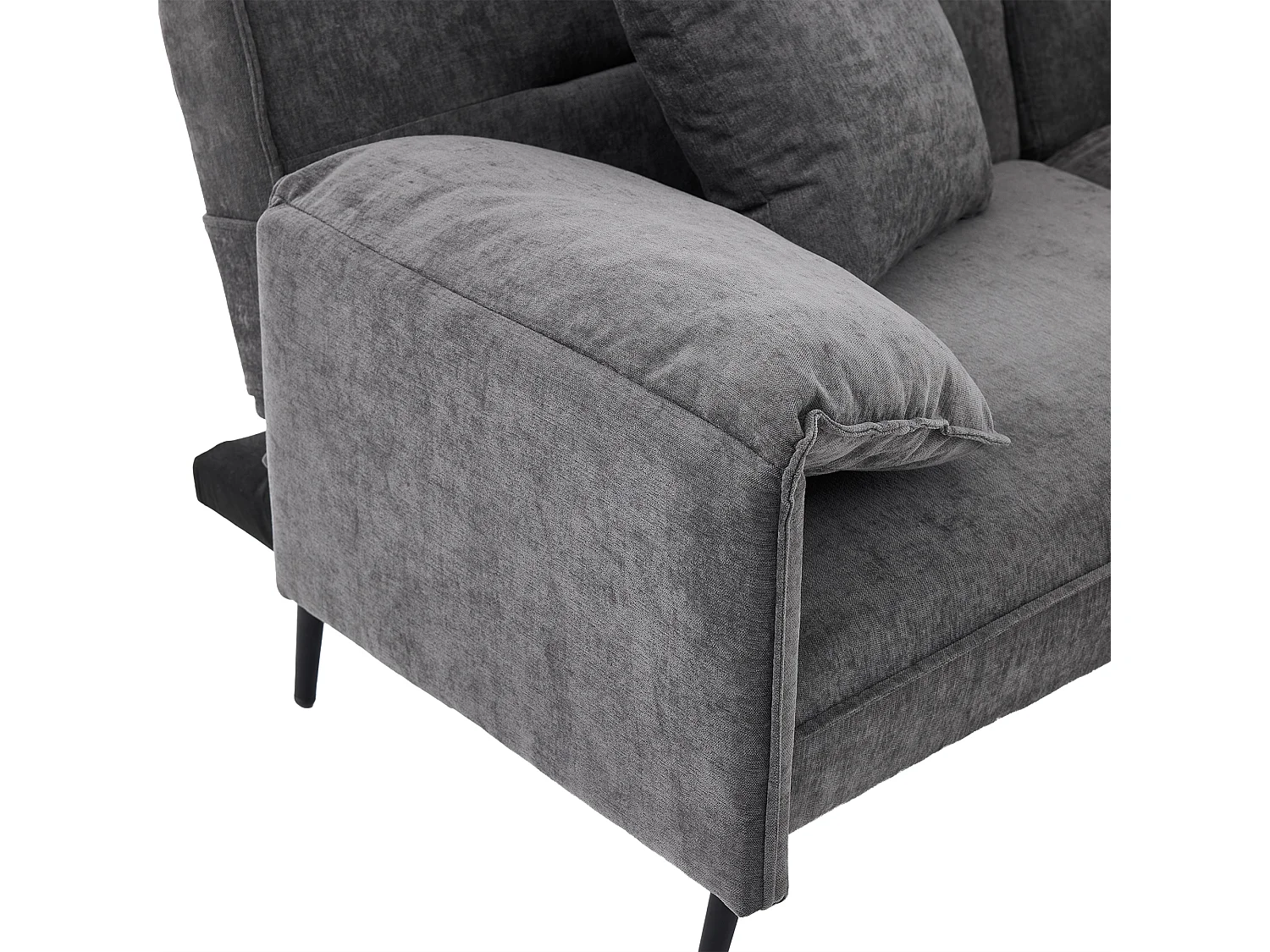 Canapé 2 places 167.5x73x70 cm - dossier inclinable trois positions (100°–180°) - coussins d'assise moelleux - gris