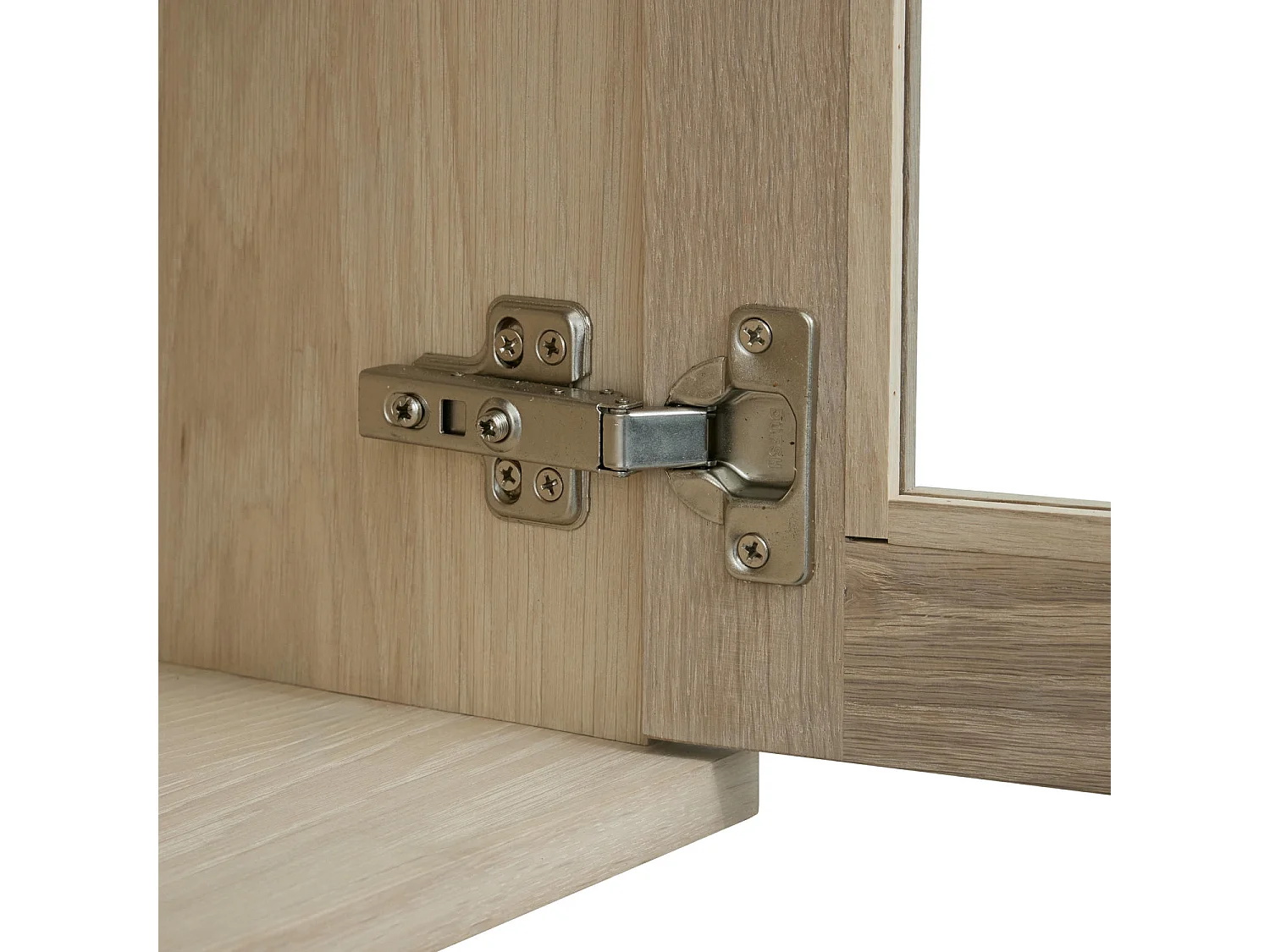 Hängechrank mit LED Beleuchtung mit 3 Glastüren Kerteminde - Eichenfurnier & MDF - Eiche bianco