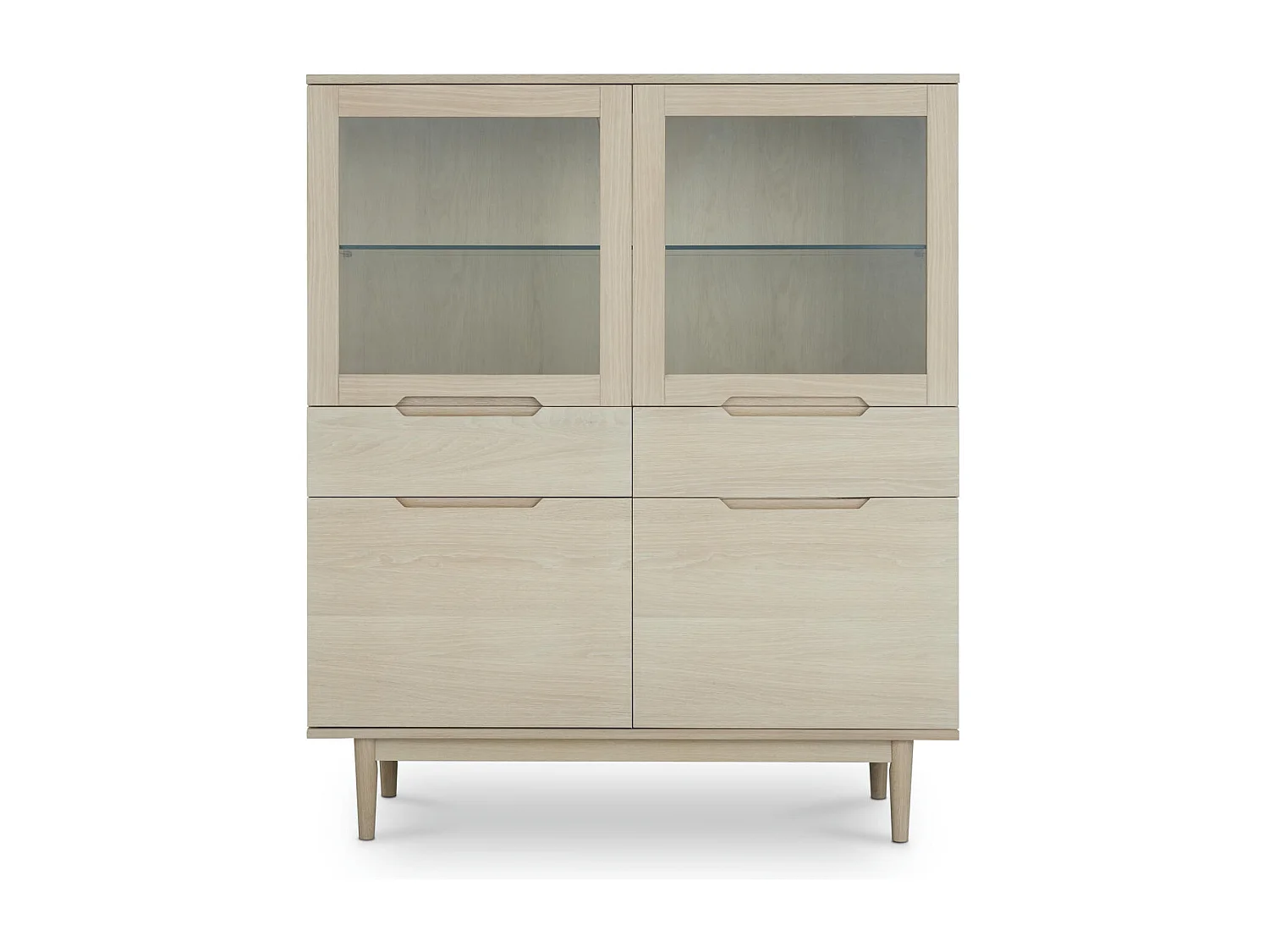 Highboard mit 4 Türen Kerteminde - Eichenfurnier & MDF - Eiche bianco
