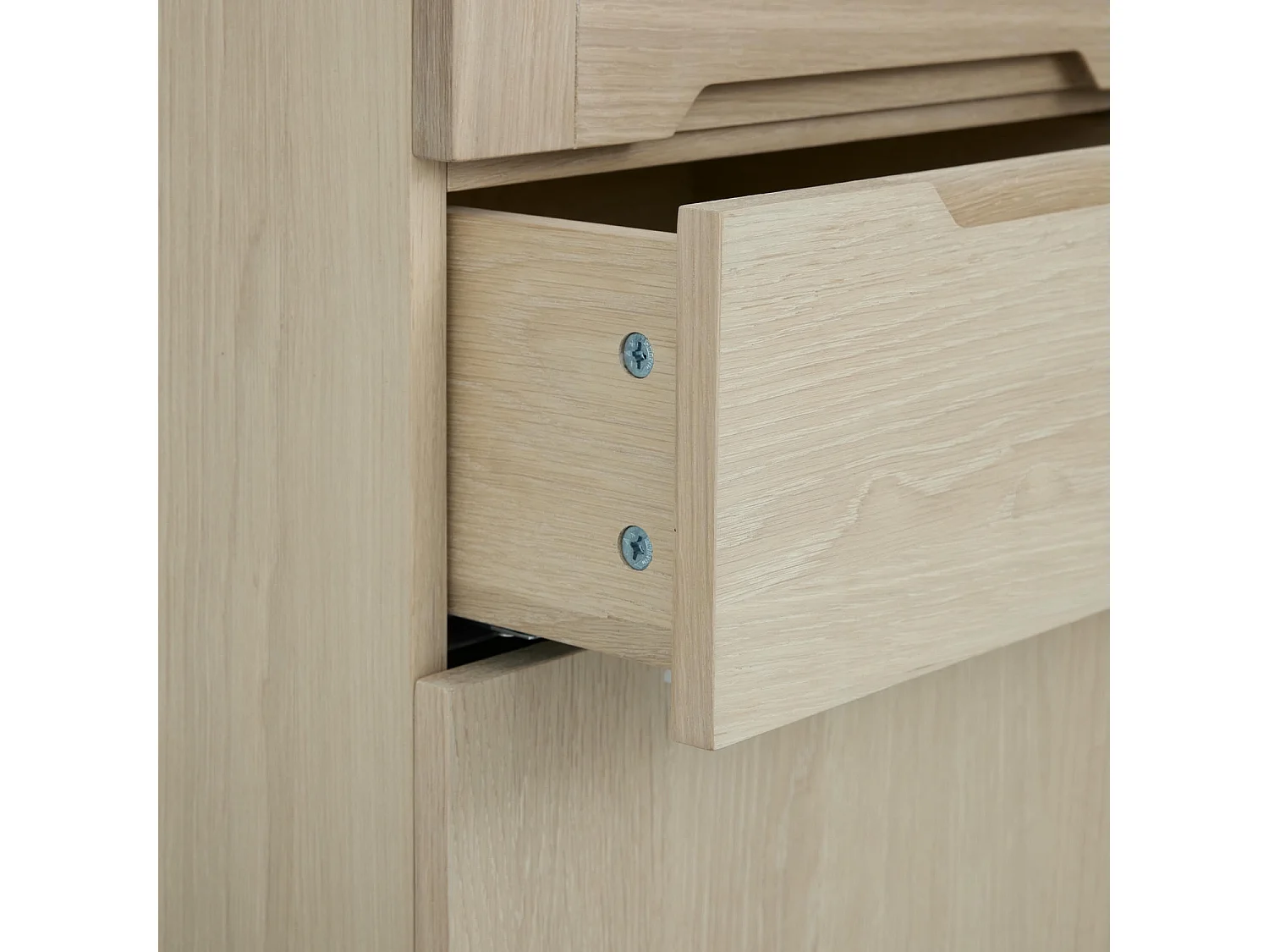 Highboard mit 4 Türen Kerteminde - Eichenfurnier & MDF - Eiche bianco