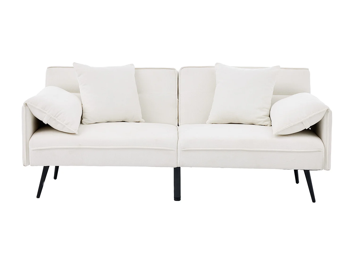 Canapé 2 places 167.5x73x70 cm - dossier inclinable trois positions (100°–180°) - coussins d'assise moelleux - blanc