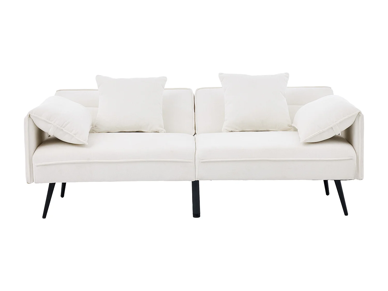Canapé 2 places 167.5x73x70 cm - dossier inclinable trois positions (100°–180°) - coussins d'assise moelleux - blanc