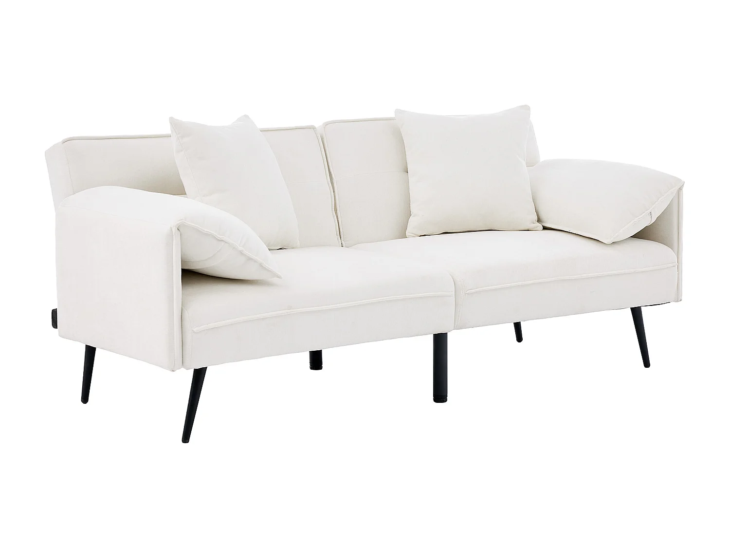 Canapé 2 places 167.5x73x70 cm - dossier inclinable trois positions (100°–180°) - coussins d'assise moelleux - blanc