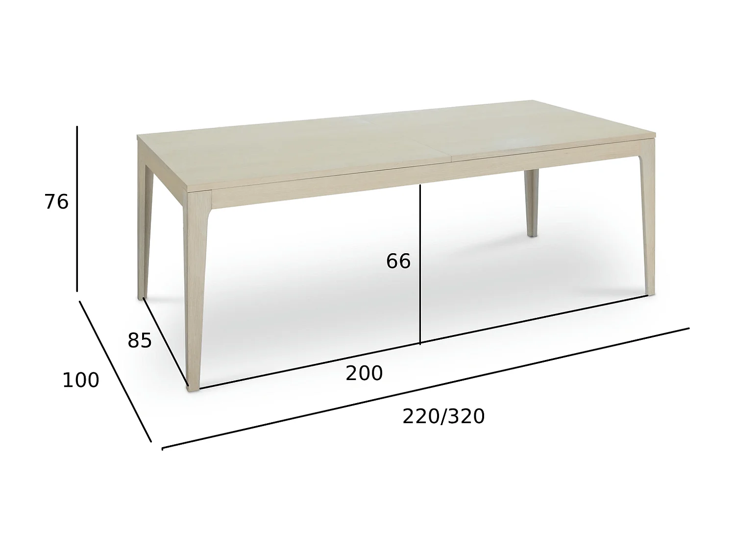 Esstisch ausziehbar 6 bis 8 Personen Kerteminde - Eichenfurnier & MDF - Eiche bianco