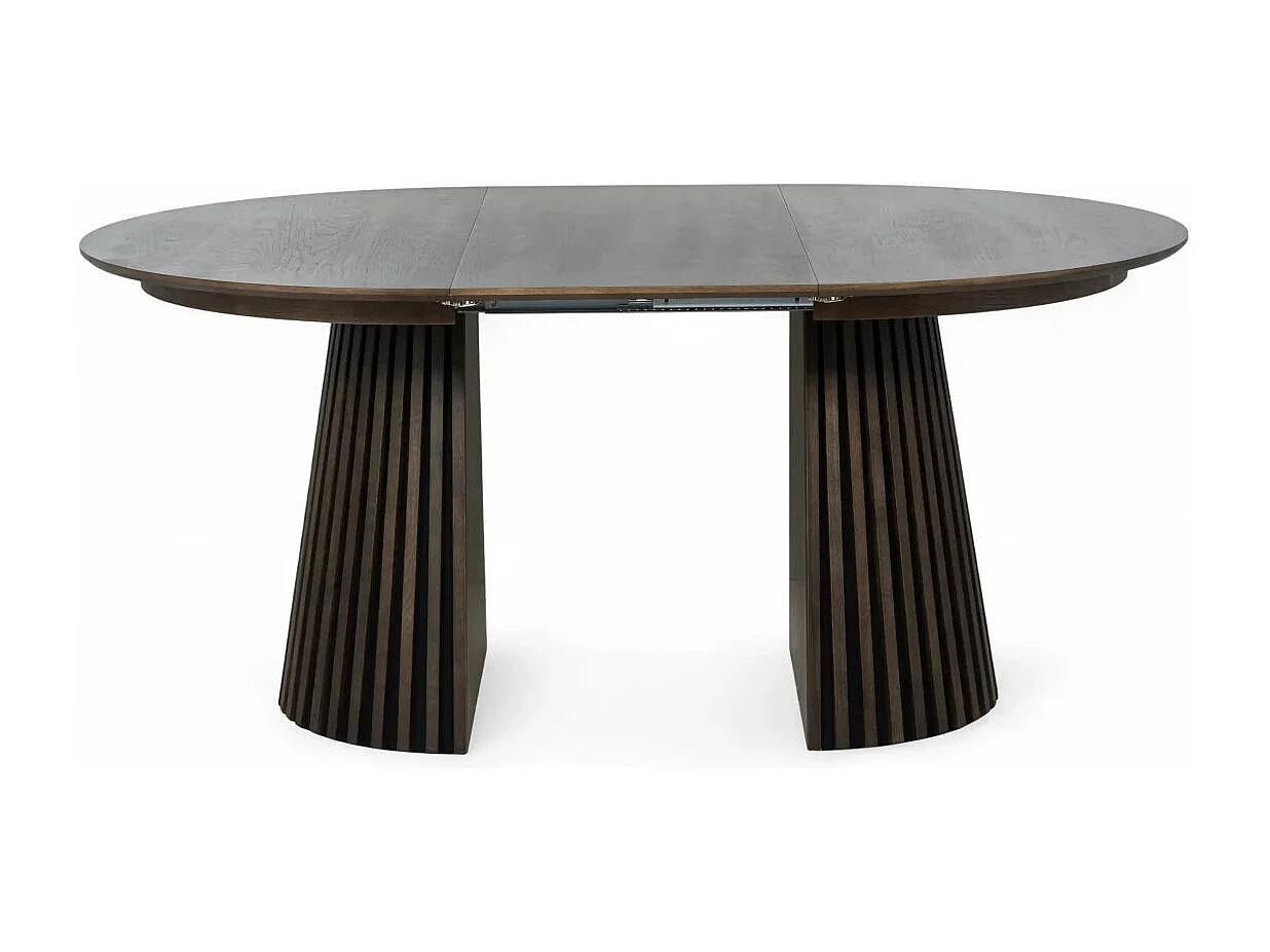 Esstisch ausziehbar mit Lamellen 4 bis 8 Personen Svendborg - Eichenfurnier & MDF - Räuchereiche