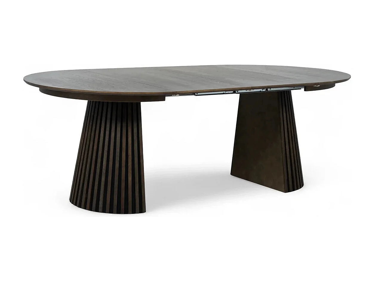 Esstisch ausziehbar mit Lamellen 4 bis 8 Personen Svendborg - Eichenfurnier & MDF - Räuchereiche