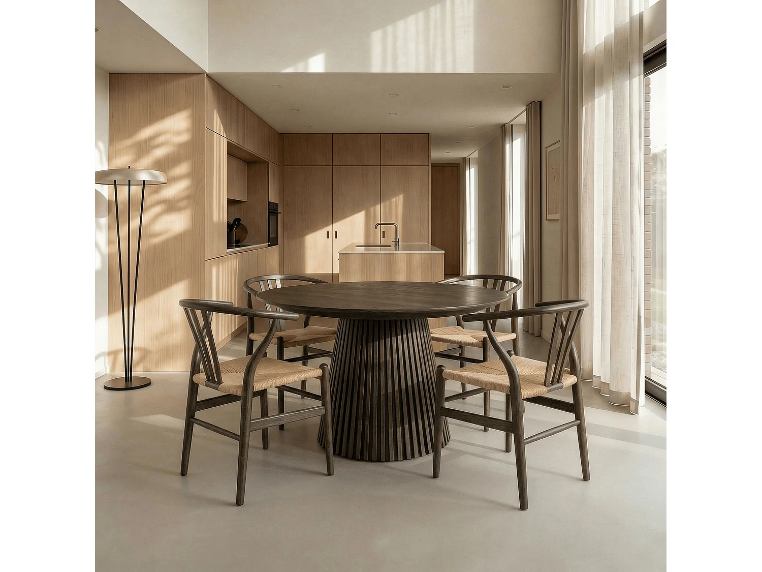 Esstisch ausziehbar mit Lamellen 4 bis 8 Personen Svendborg - Eichenfurnier & MDF - Räuchereiche