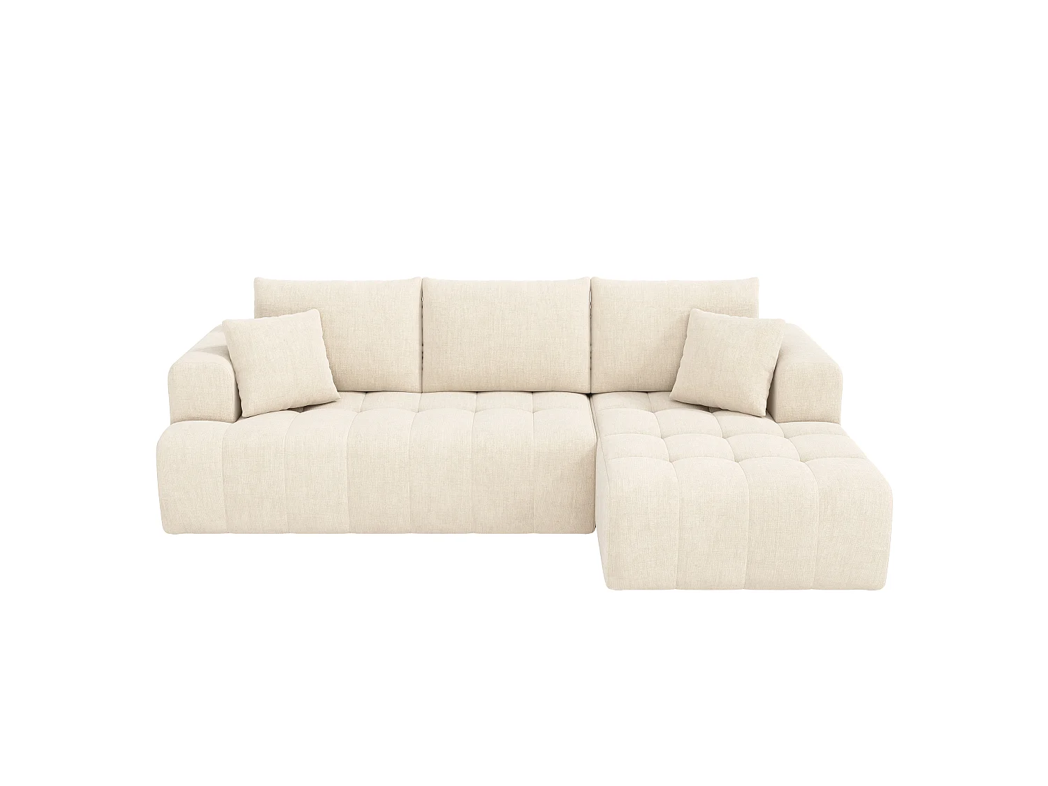 Canapé d'angle 3 places en velours beige CLOUD