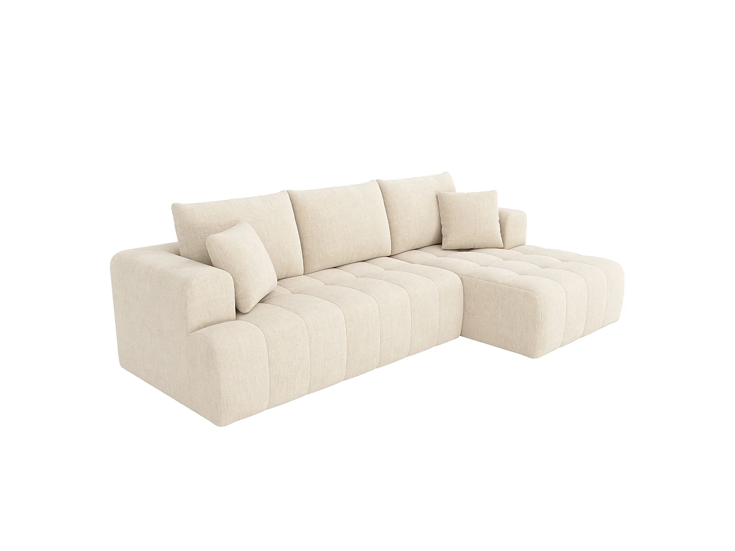 Canapé d'angle 3 places en velours beige CLOUD