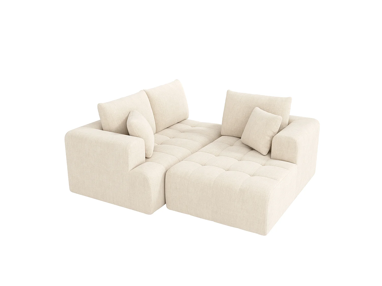 Canapé d'angle 3 places en velours beige CLOUD