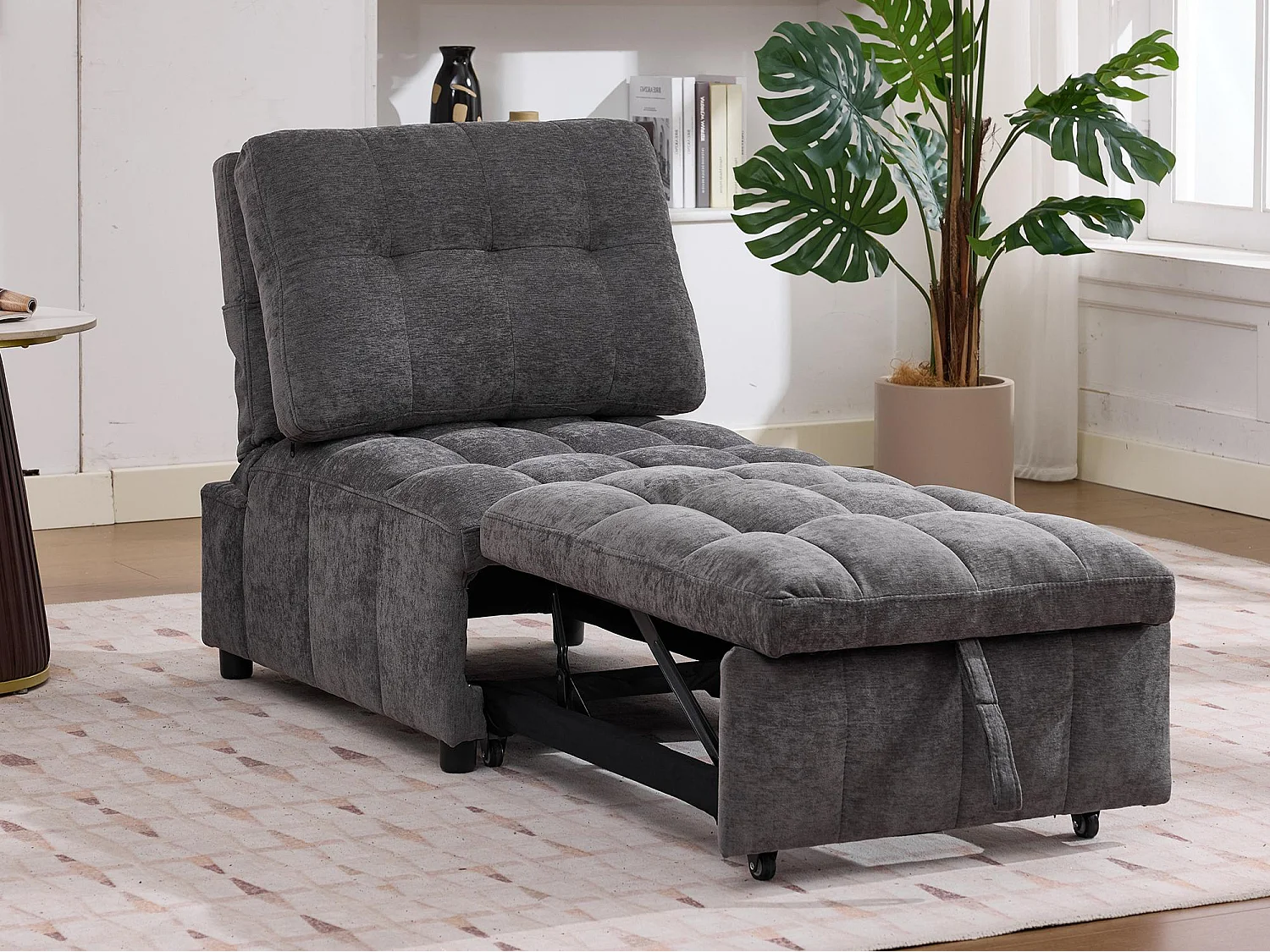 Canapé une place - 68x95x76 cm - dossier réglable - profondeur d'assise réglable - gris