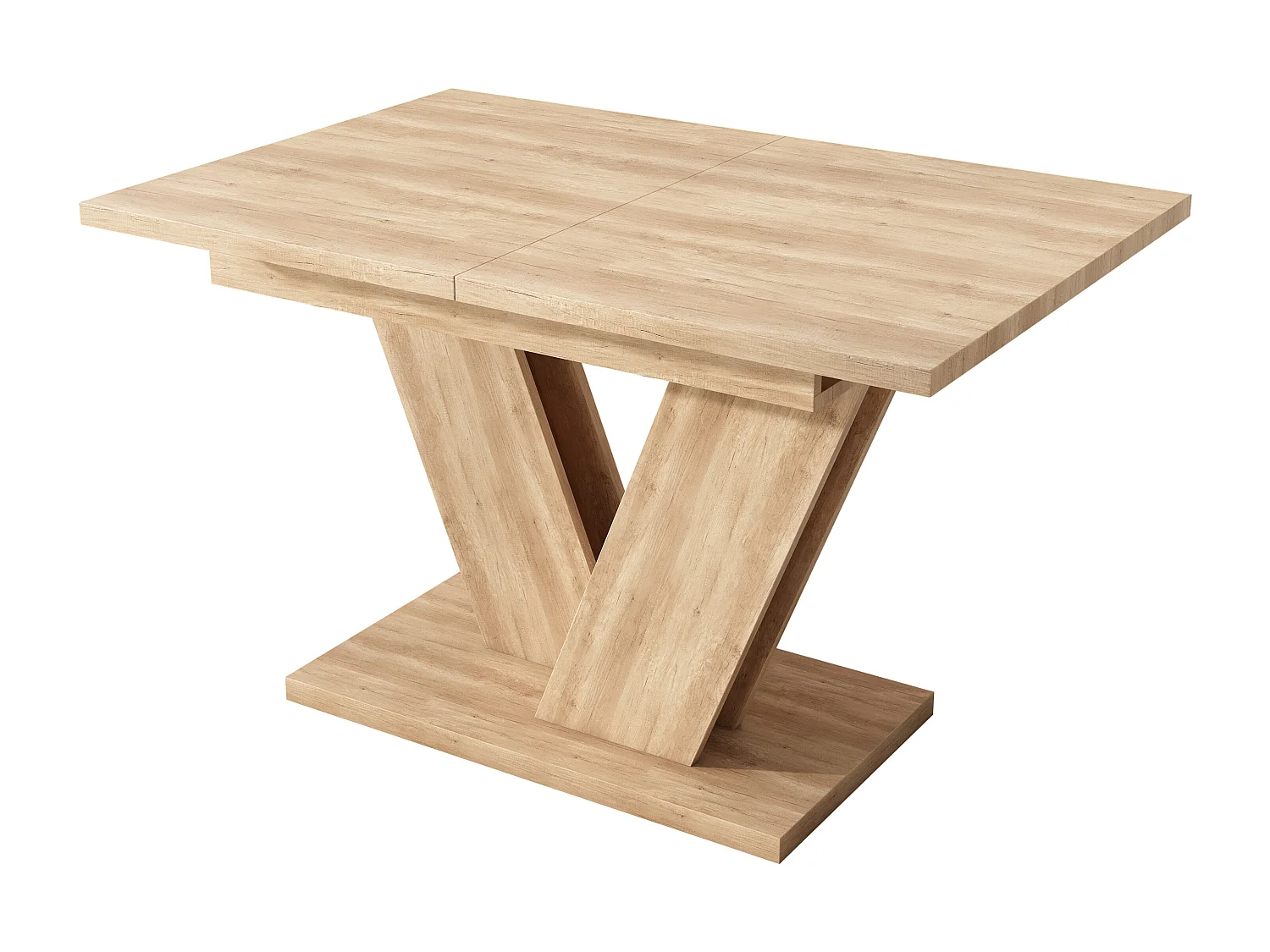 Table de salle à manger extensible pour 4 à 6 personnes - 140/180 x 80 x 75,5 cm - Plateau épais - Pieds en V - MDF - Coloris chêne
