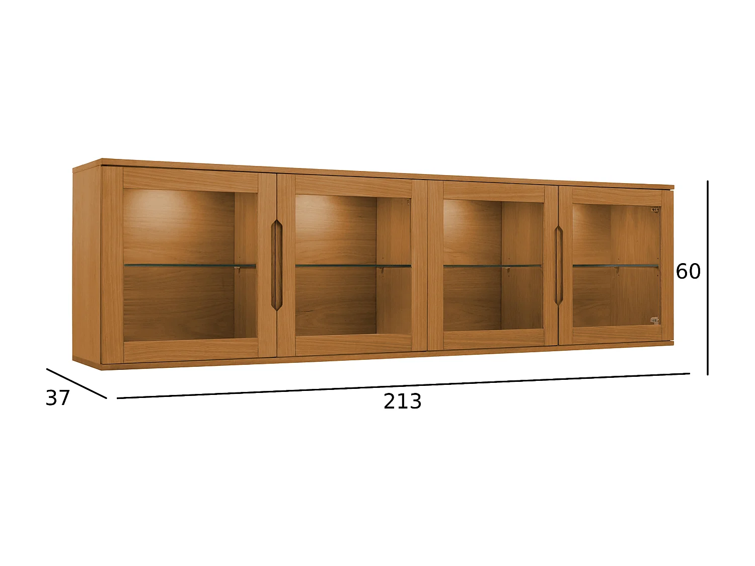 Hängechrank mit LED Beleuchtung mit 4 Türen Kerteminde - Eichenfurnier & MDF - Wildeiche