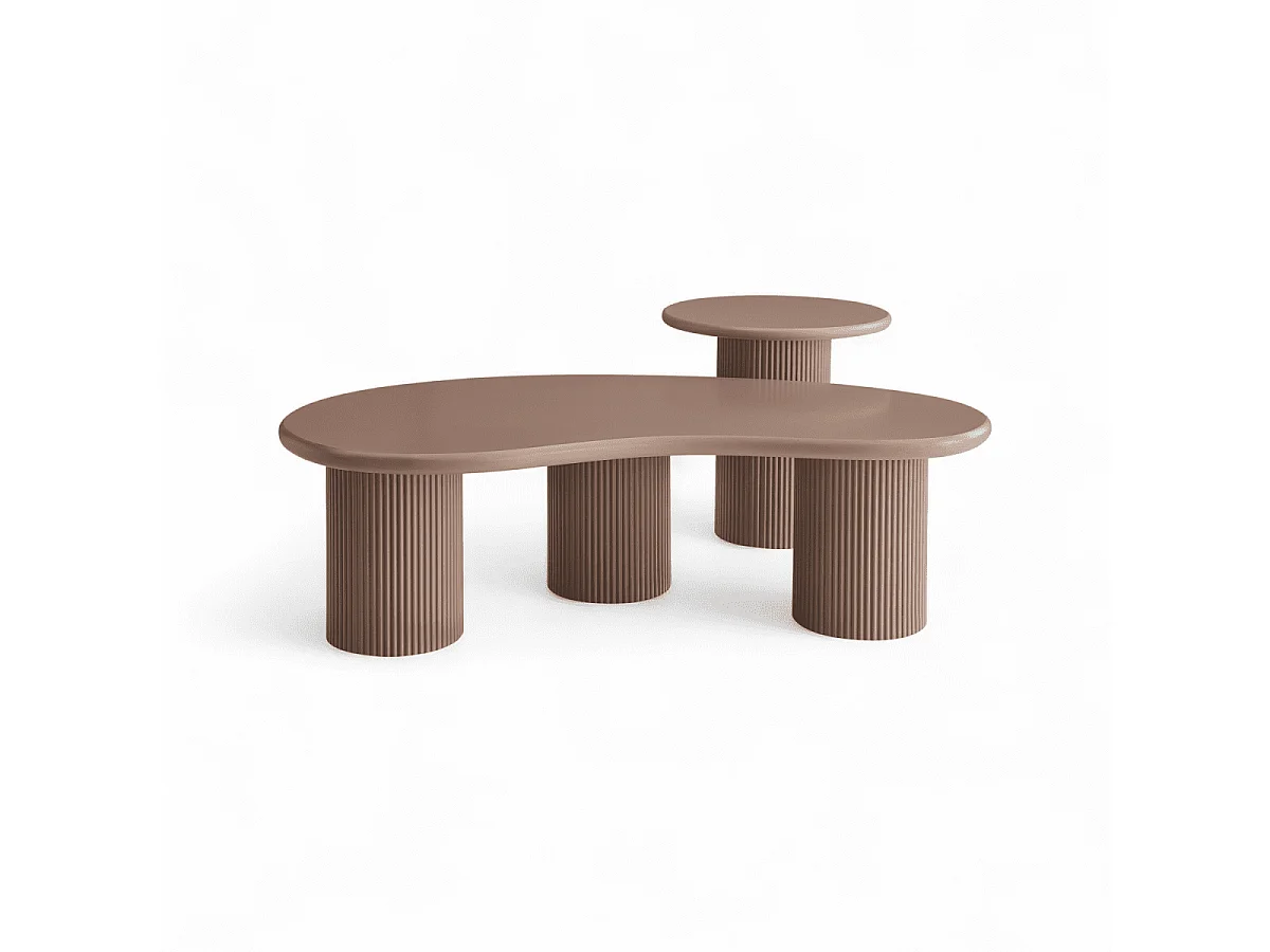 Couchtich Nierenform 130x70 cm Mocha Mousse