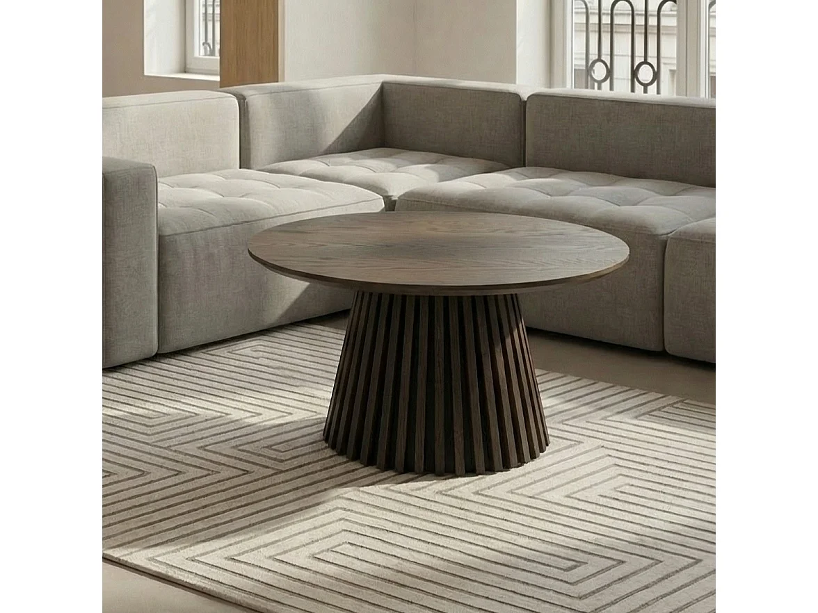 Couchtisch rund Svendborg - Eichenfurnier & MDF - Räuchereiche