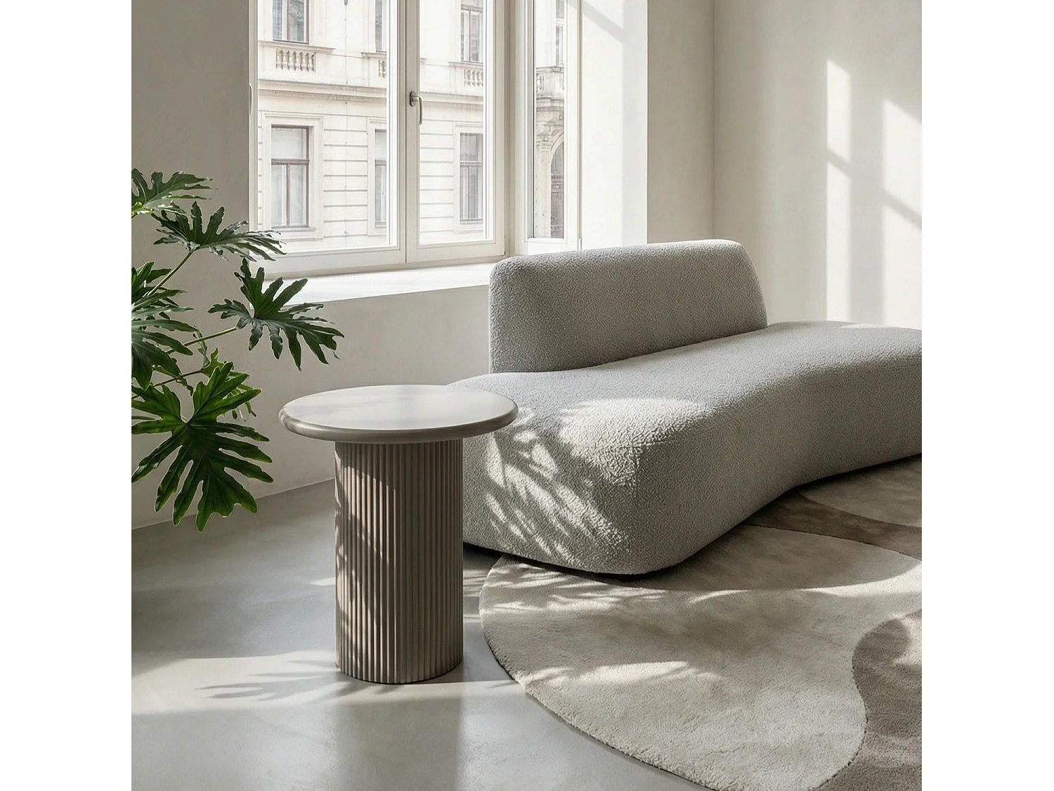 Couchtisch rund Wave - Lackiert & MDF - Beige