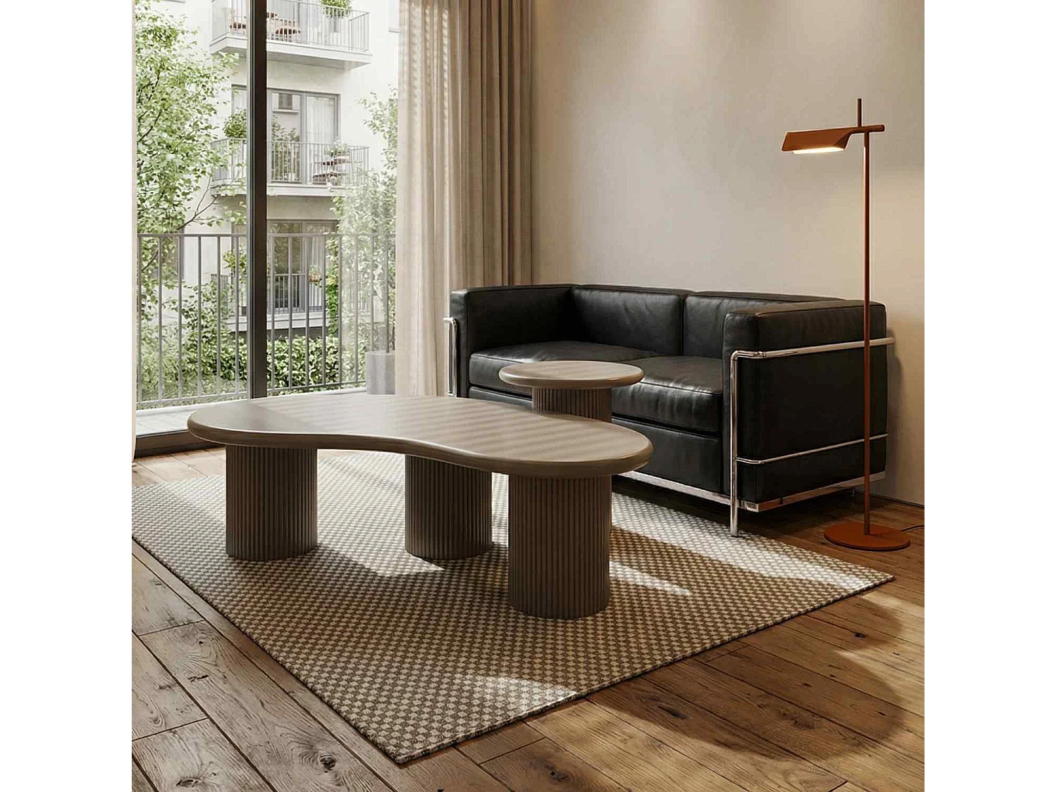 Couchtisch organisch Wave - Lackiert & MDF - Beige