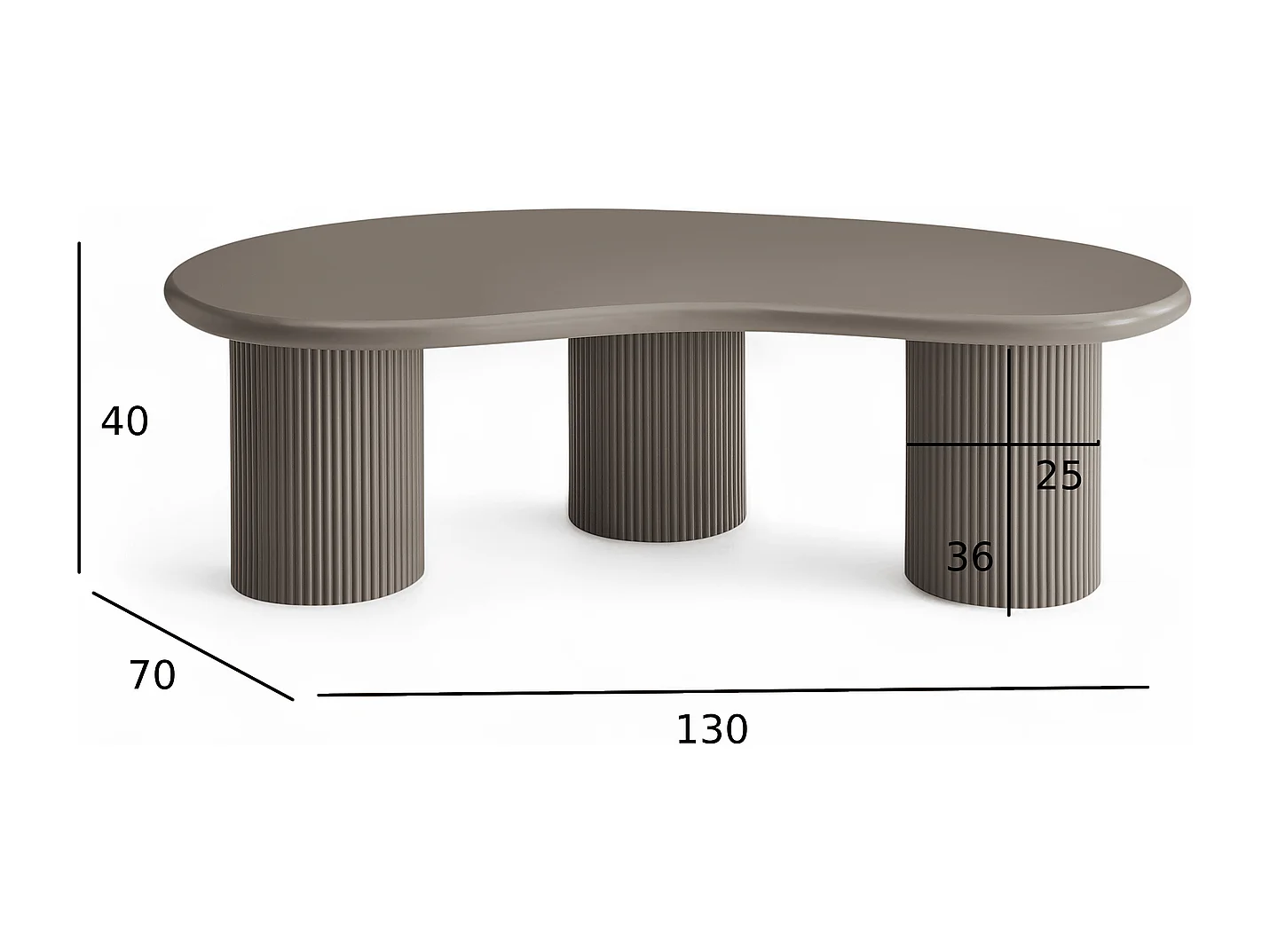 Couchtisch organisch Wave - Lackiert & MDF - Beige
