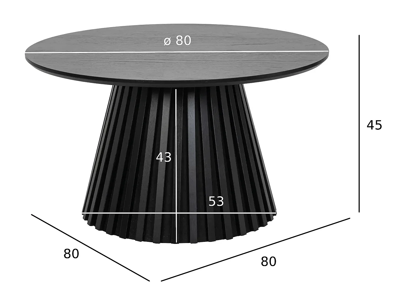 Couchtisch rund Svendborg - Eichenfurnier & MDF - Schwarz