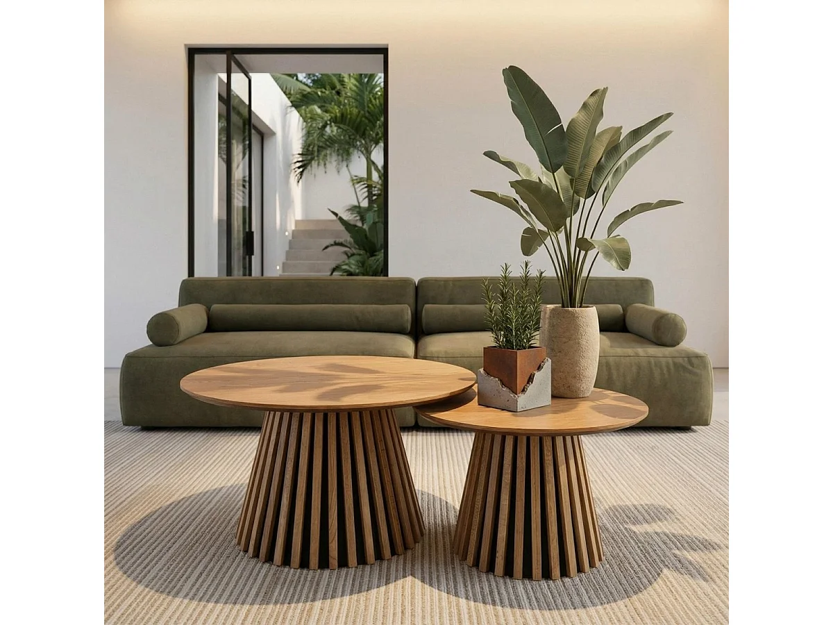 Couchtisch rund Svendborg - Eichenfurnier & MDF - Wildeiche