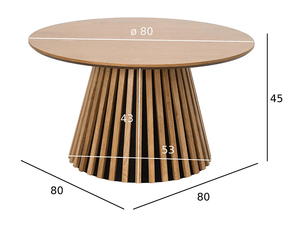 Couchtisch rund Svendborg - Eichenfurnier & MDF - Wildeiche