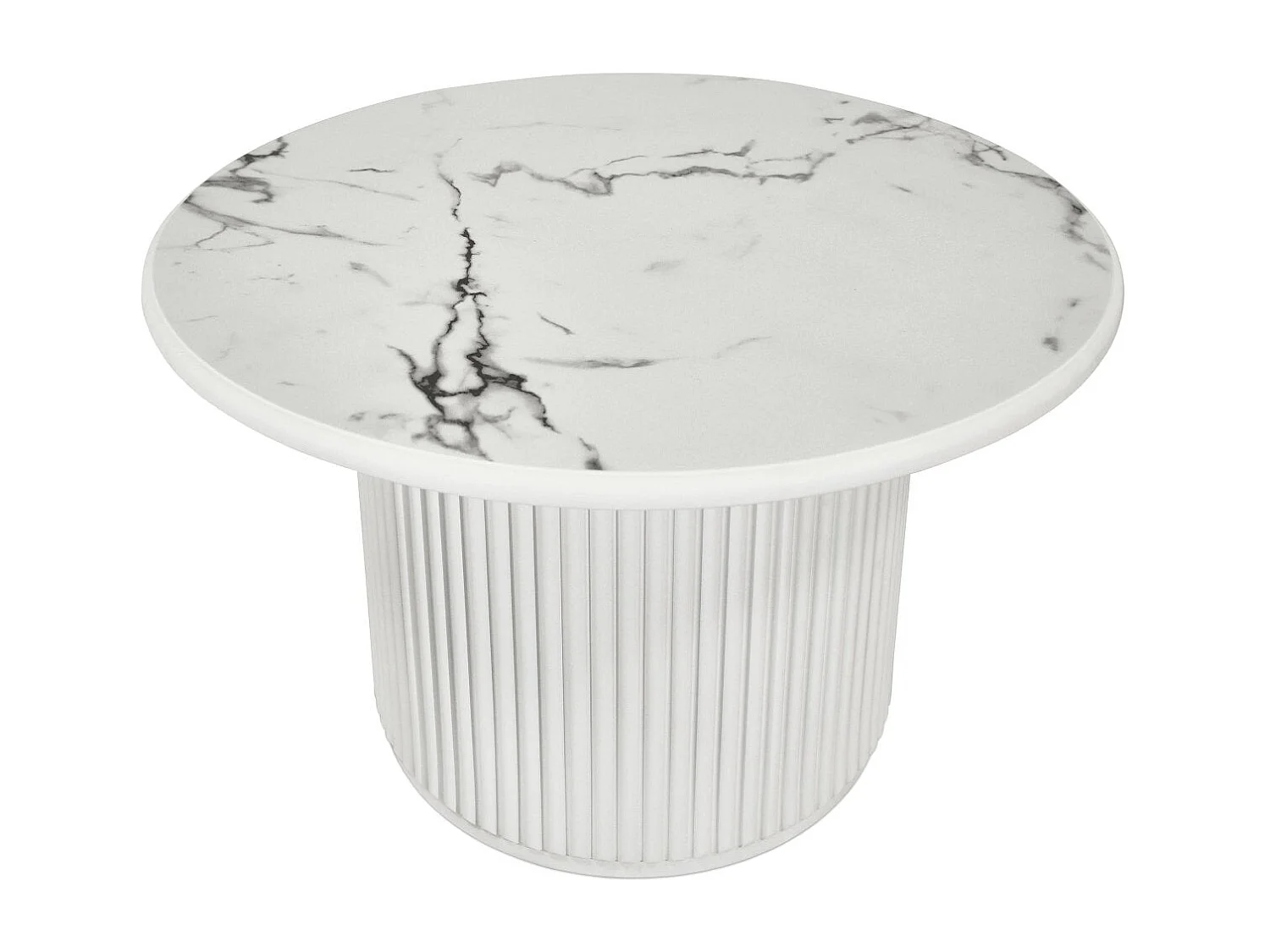 Couchtische 2er Set rund Easy - Marmor-Optik & MDF - Weiß