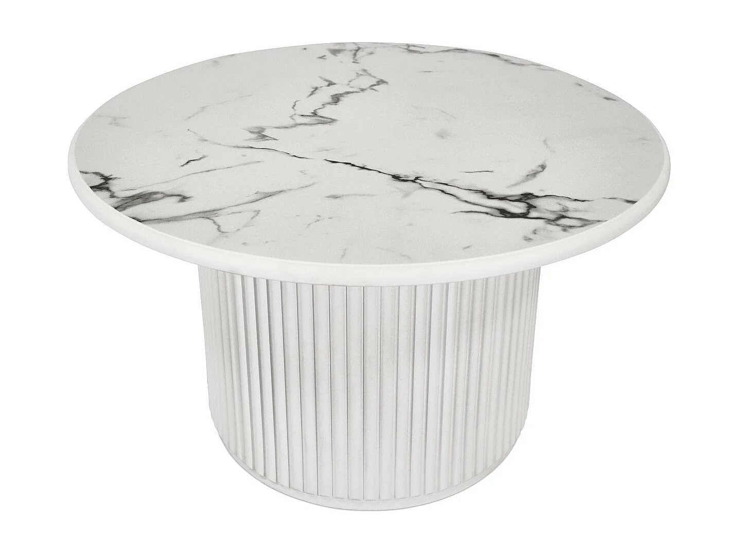 Couchtische 2er Set rund Easy - Marmor-Optik & MDF - Weiß