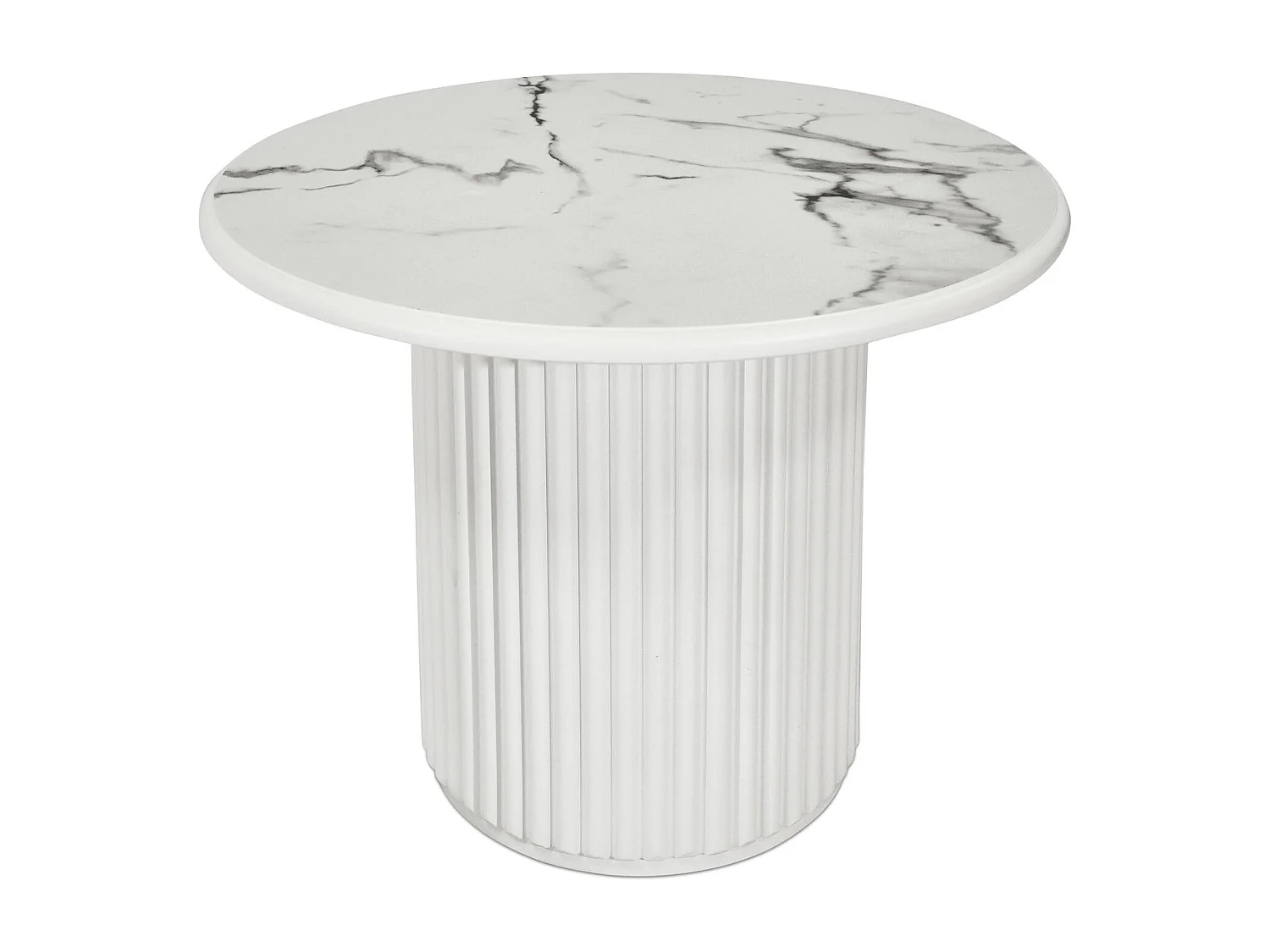 Couchtische 2er Set rund Easy - Marmor-Optik & MDF - Weiß