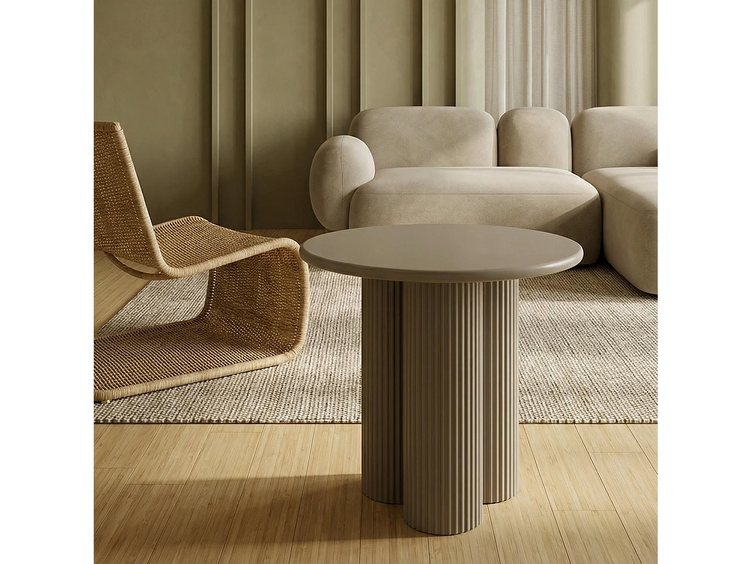 Couchtisch rund Flow - Lackiert & MDF - Beige