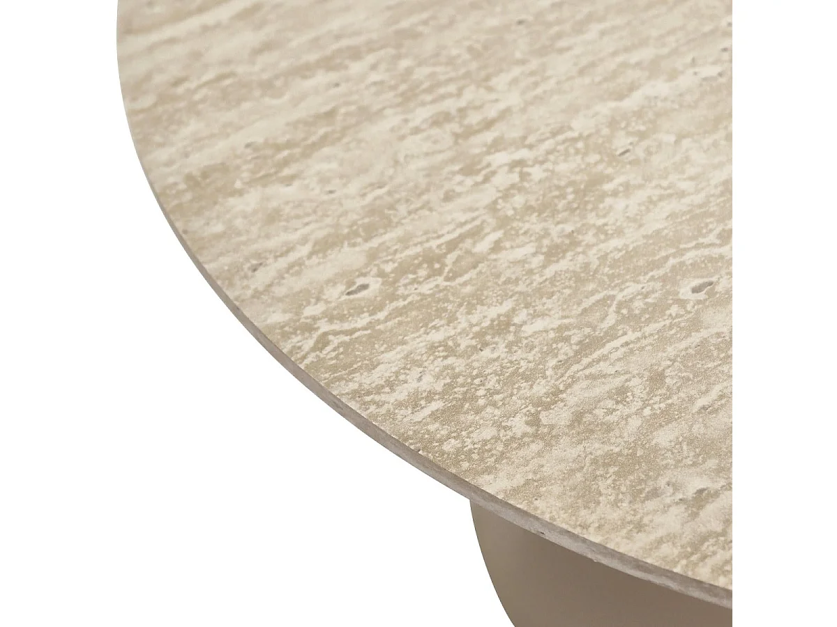 Couchtische 2er Set rund Tango - Travertine-Optik & MDF - Beige