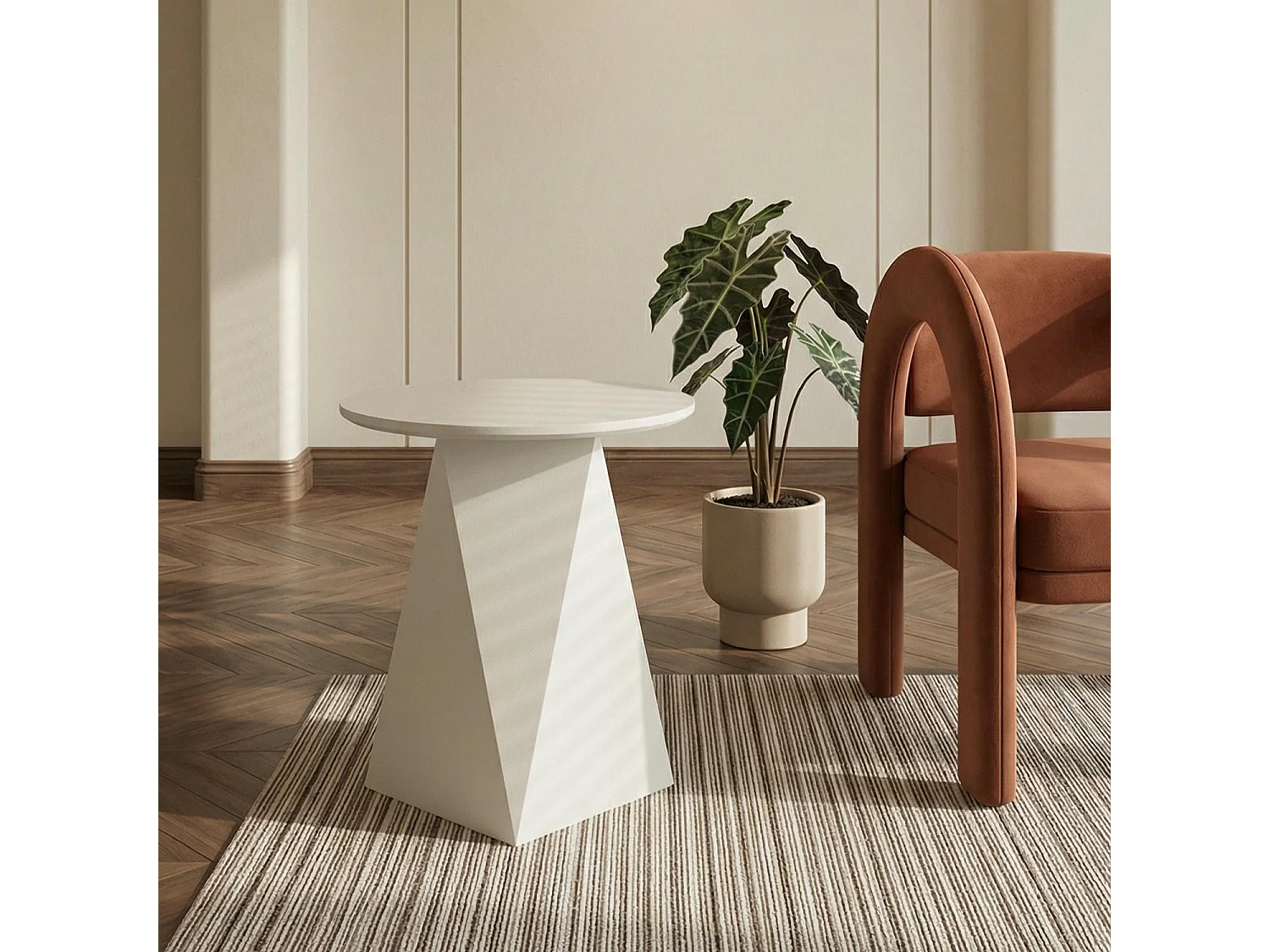 Couchtisch rund Aura - Lackiert & MDF - Cremeweiß