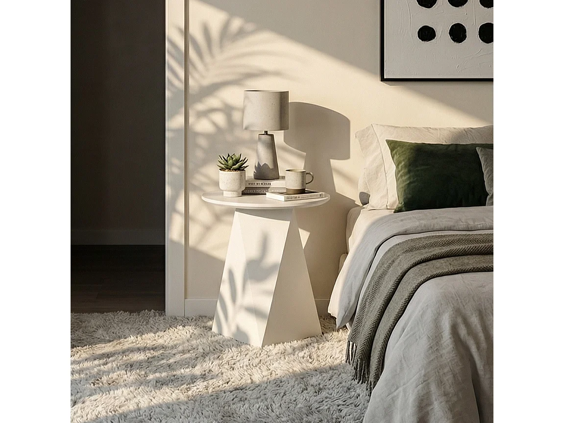 Couchtisch rund Aura - Lackiert & MDF - Cremeweiß