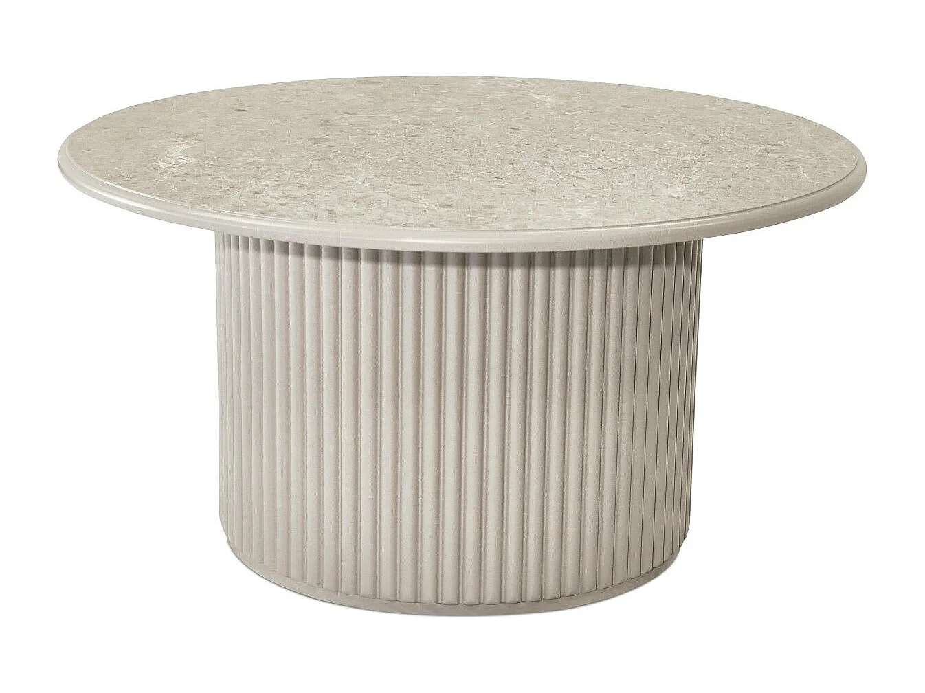 Couchtische 2er Set rund Easy - Marmor-Optik & MDF - Beige