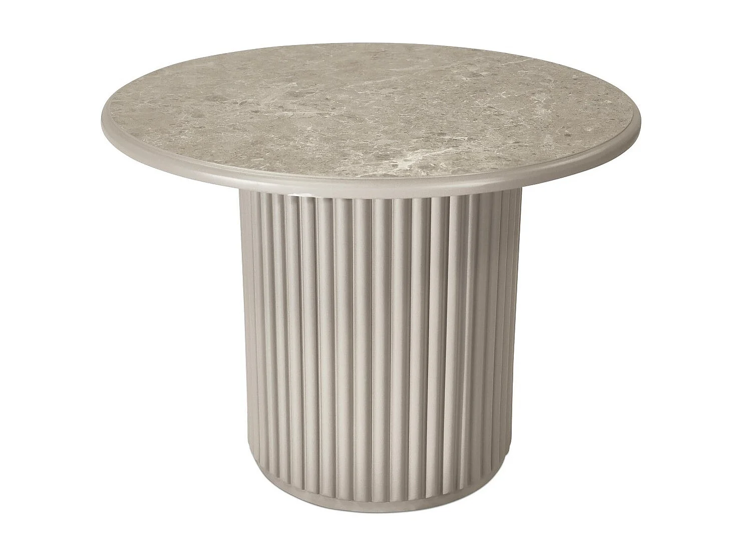 Couchtische 2er Set rund Easy - Marmor-Optik & MDF - Beige