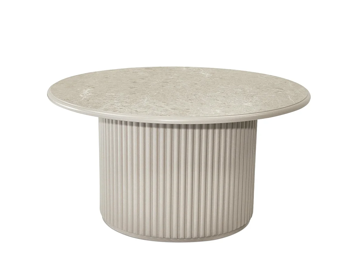 Couchtische 2er Set rund Easy - Marmor-Optik & MDF - Beige