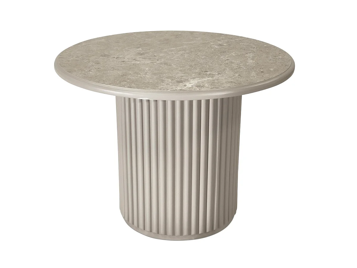 Couchtische 2er Set rund Easy - Marmor-Optik & MDF - Beige
