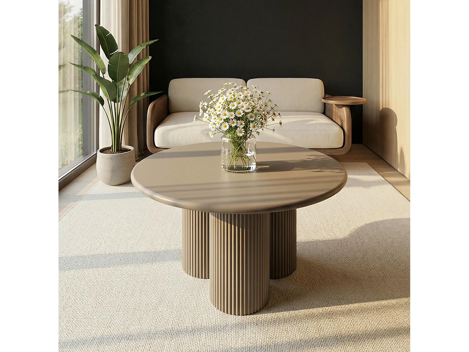 Couchtisch rund Flow - Lackiert & MDF - Beige