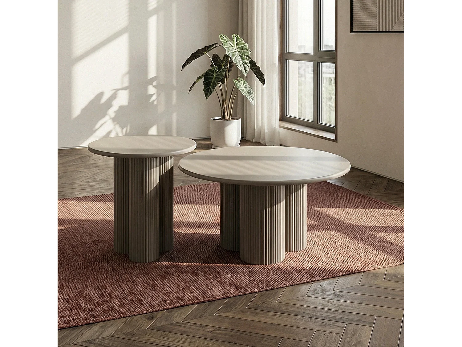 Couchtisch rund Flow - Lackiert & MDF - Beige