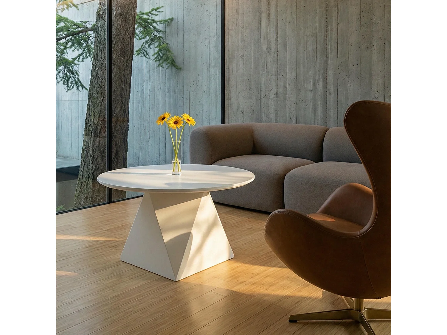 Couchtisch rund Aura - Lackiert & MDF - Cremeweiß