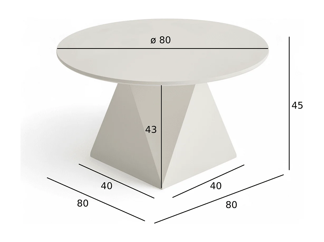 Couchtisch rund Aura - Lackiert & MDF - Cremeweiß