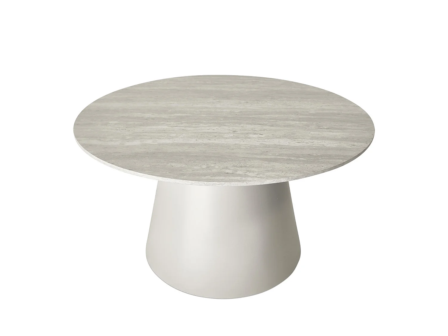 Couchtische 2er Set rund Tango - Travertine-Optik & MDF - Hellgrau