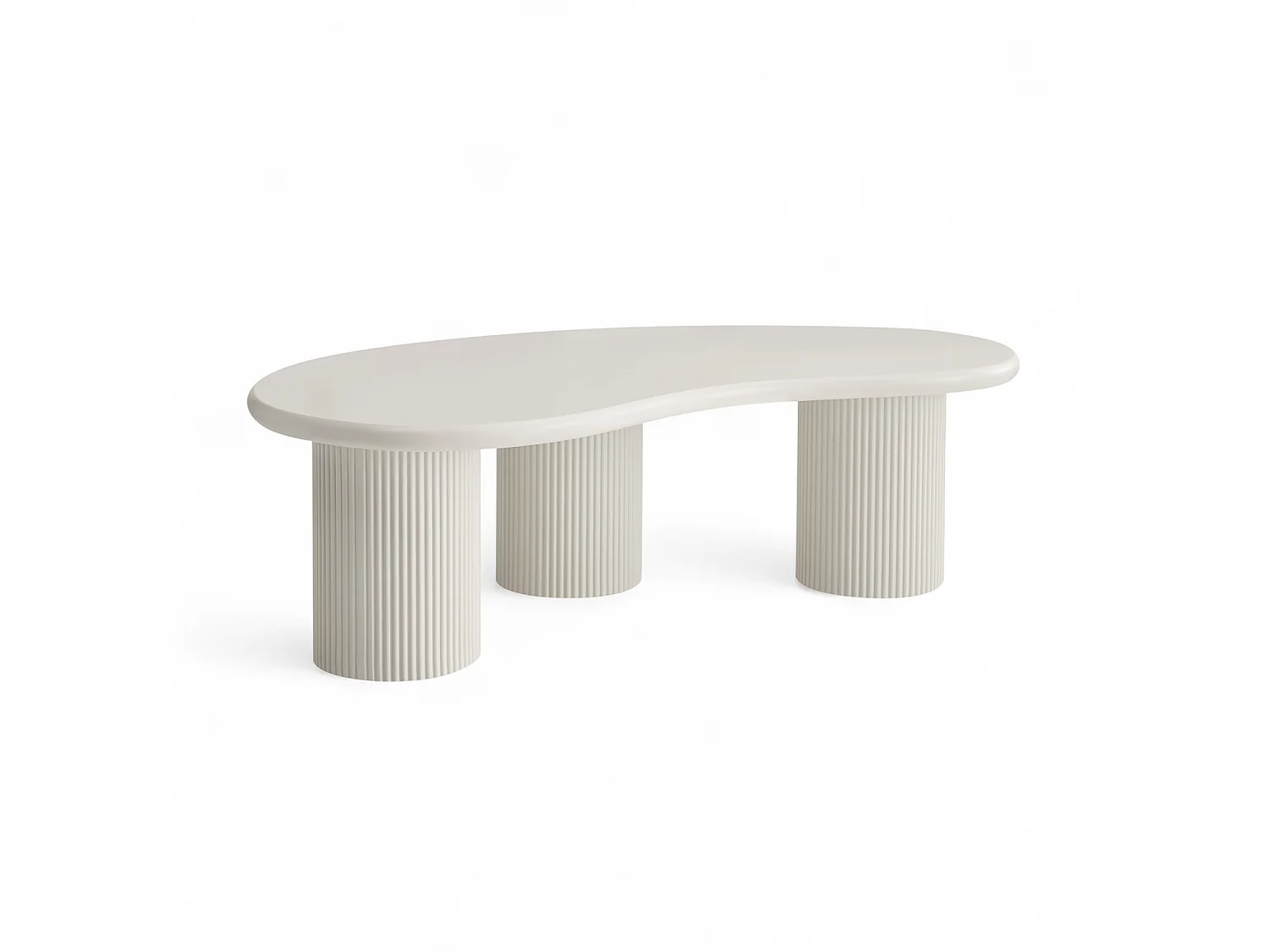Couchtisch organisch Wave - Lackiert & MDF - Cremeweiß
